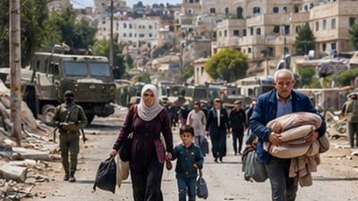 عائلات فلسطينية تغادر منازلها