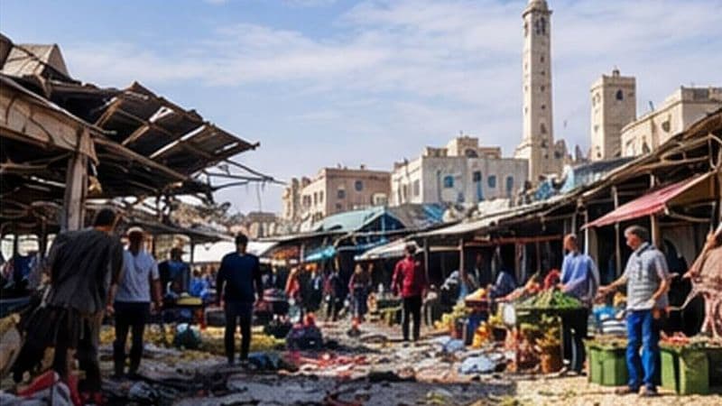 سوق شعبي بعد تعرضه لهجوم